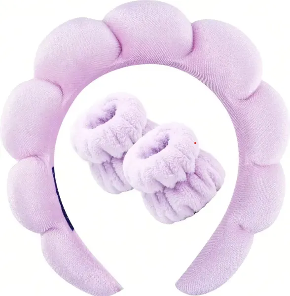 Amici Cloud Puff skincare headband and wristbands