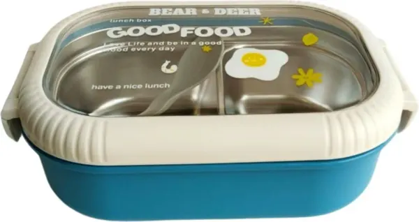 B&D stainless steel two-compartment lunch box, assorted (4 colours)