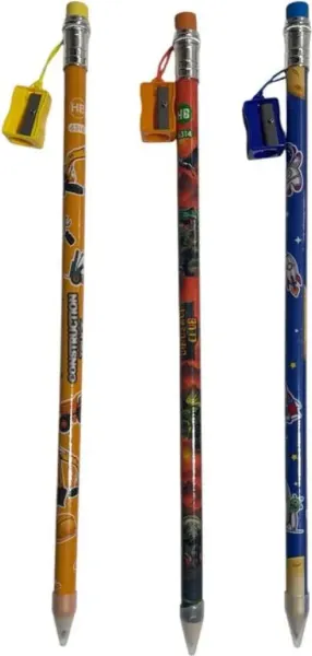 Bu-Bu long pencil with sharpener, boys' designs