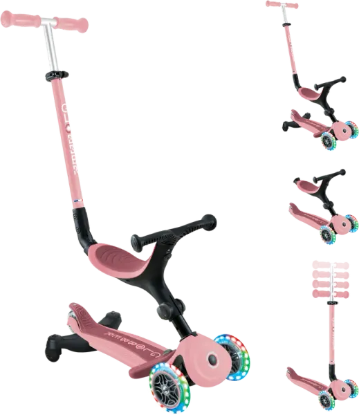 Globber Go Up Active Lights 360, pastel pink and deep pastel pink