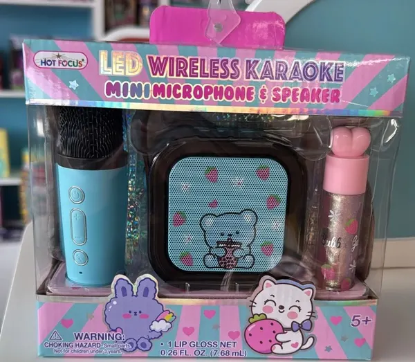 Hot Focus LED wireless karaoke mini microphone and speaker set