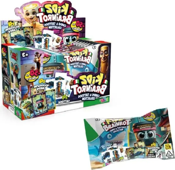 Italian Brainrot holographic cards and tattoos