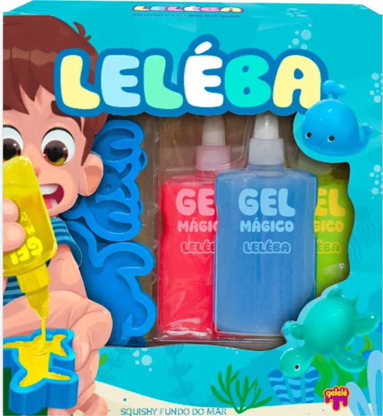 Leleba magic gel 16, blue, red and yellow, under the sea