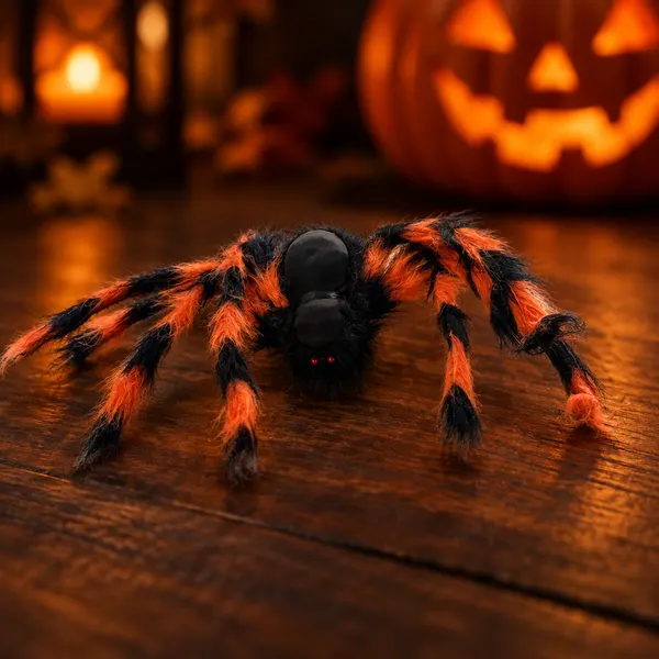Hairy spider, orange and black
