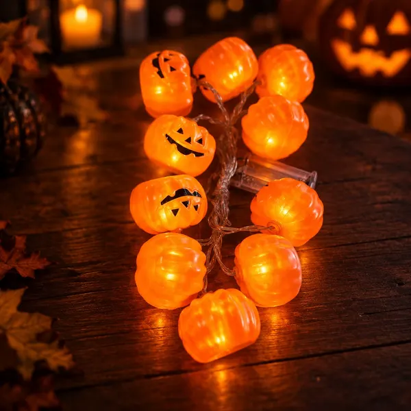 Pumpkin string lights, 10 pumpkins