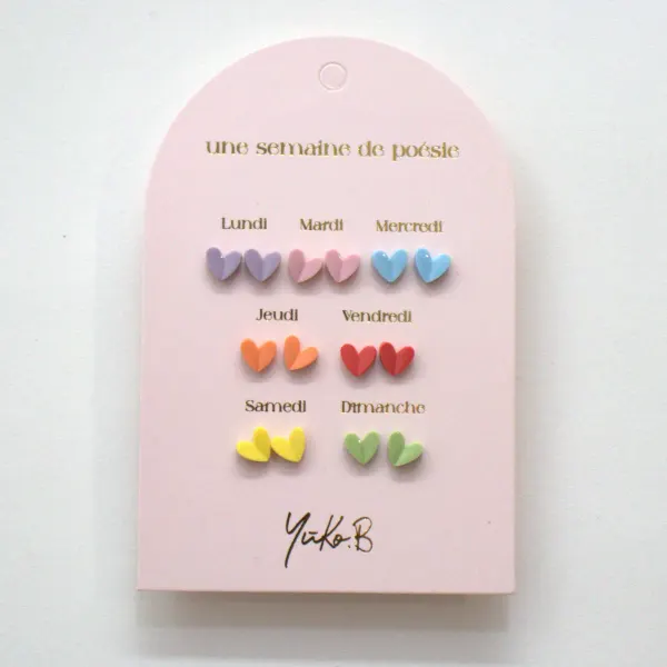 A Week of Poetry earrings, Hearts, French edition