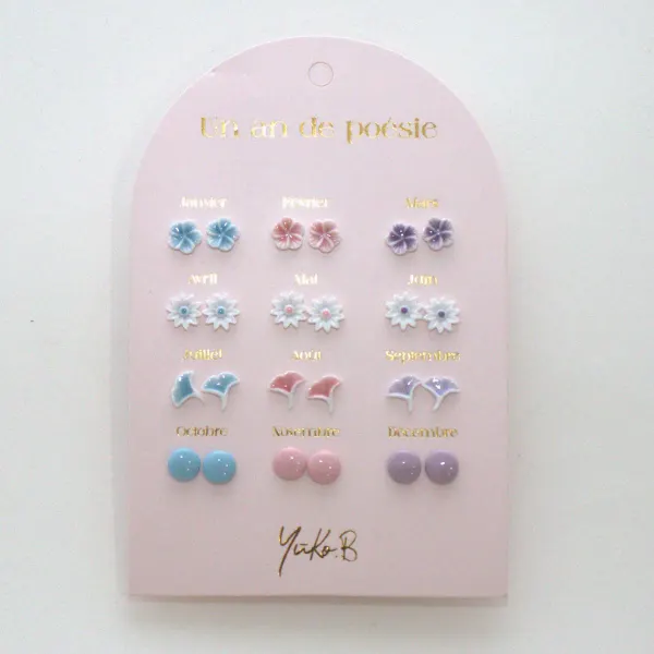 A Year of Pastel Poetry earrings, French edition