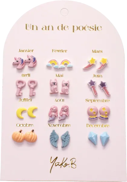 A Year of Enchanted Poetry earrings, French edition