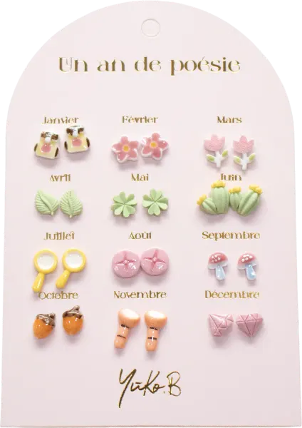 A Year of Poetry earrings, Little Explorers, French edition